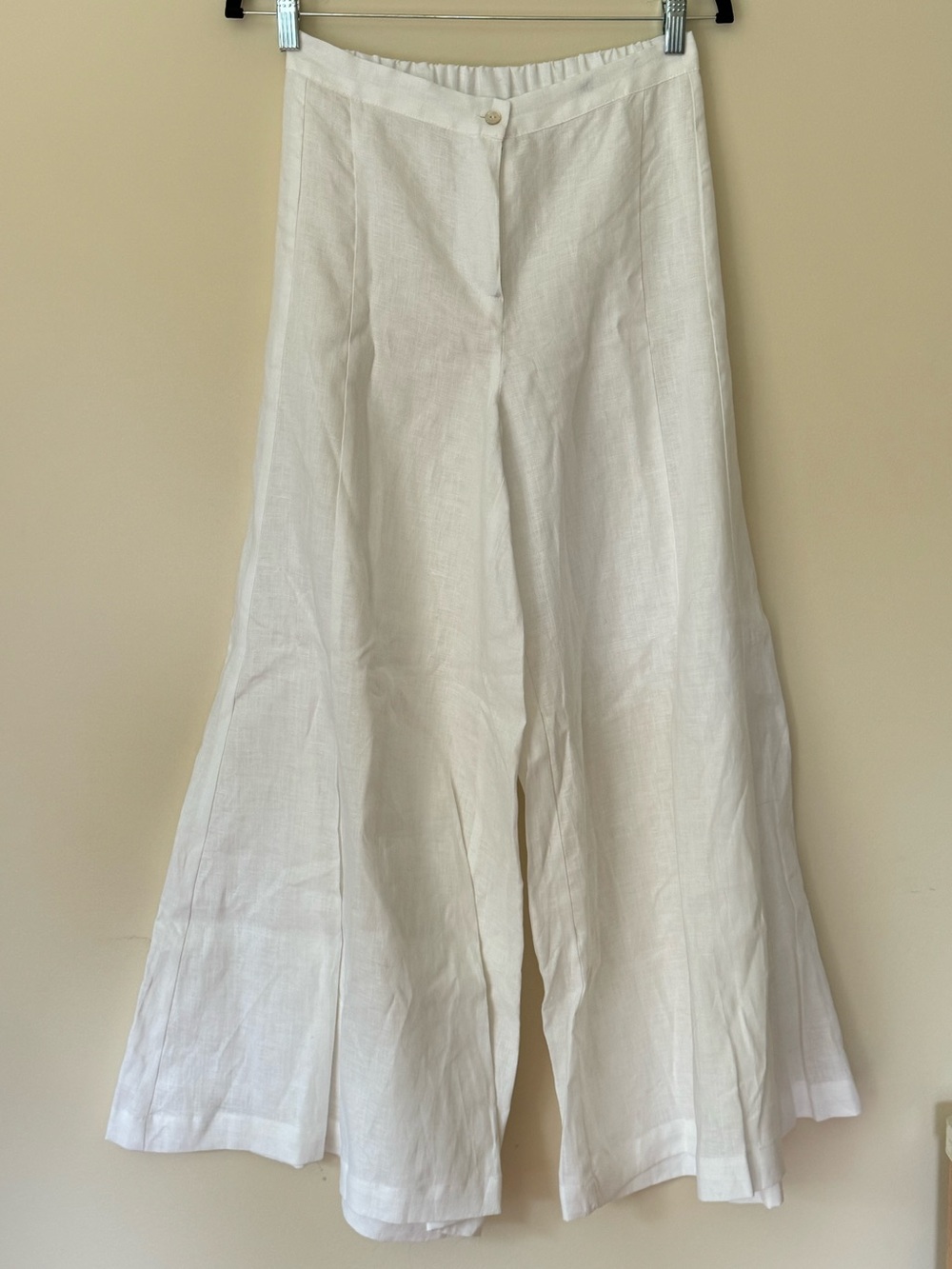 White flared pants